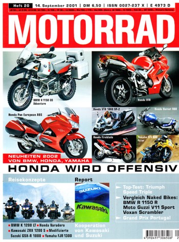 MOTORRAD 20/2001 – Top-Test Triumph Speed Triple; BMW K 1200 LT im Vergleich