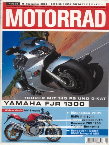 MOTORRAD 20/2000 – Vorstellung BMW R 1150 R; Yamaha FJR 1300; Test Triumph Bonneville; Test Hyosung XRX 125