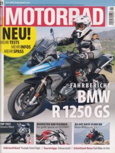 Titelseite: MOTORRAD 21/2018 – BMW R 1250 GS, Yamaha Niken, Ducati Multistrada 950