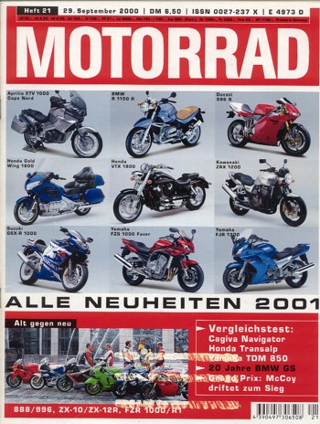 MOTORRAD 21/2000 – Vergleich Ducati 888 Strada; Vergleich Ducati 996 SPS; Vergleich Kawasaki ZX-10; Vergleich Kawasaki ZX-12R Ninja