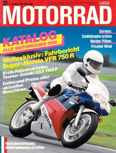 Titelbild: MOTORRAD 21/1987 – Test Suzuki GSX 1100 F; Katalog, alle Motorräder 1988
