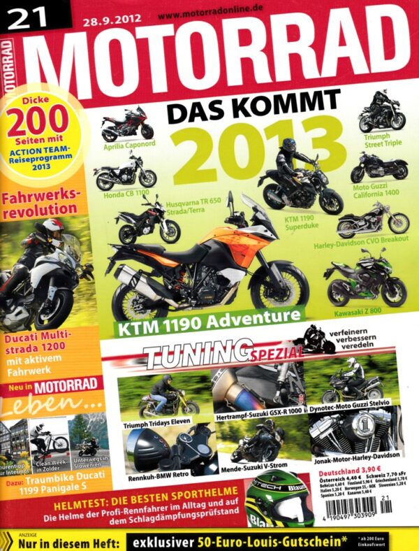 MOTORRAD 21/2012 – Dauertest-Bilanz Aprilia RSV4 R; Vergleich Aprilia NA 850 Nana vs. Honda NC 700 S DCT