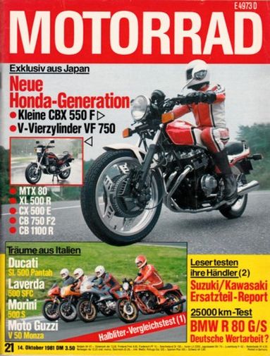 MOTORRAD 21/1981 – Ducati Pantah 500 SL mit 34 kW (46 PS) im Vergleichstest; Laverda 500 SFC mit 33 kW (45 PS) im Vergleichstest