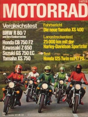 MOTORRAD 22/1977 – BMW R 80/7; Honda CB 750 F2; Kawasaki Z 650; Suzuki GS 750