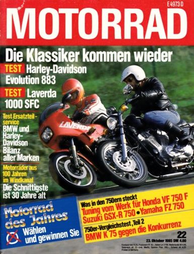 MOTORRAD 22/1985 – Test Harley-Davidson Sportster 883 Evolution; Laverda 1000 SFC