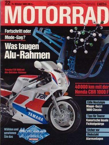 MOTORRAD 22/1988 – Magni Guzzi Classic; Dauertest Honda CBR 1000 F