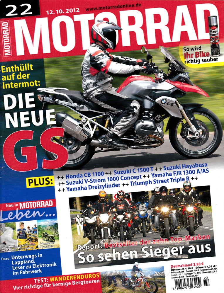 Titelbild: MOTORRAD 22/2012 – Beta Alp 4.0 vs. Honda CRF 250 L vs. KTM Freeride 350 vs. Yamaha WR 250 R