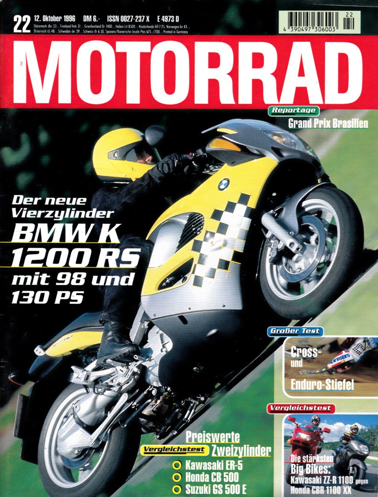 Titelbild: MOTORRAD 22/1996 – Vergleich Honda CBR 1100 XX vs. Kawasaki ZZ-R 1100