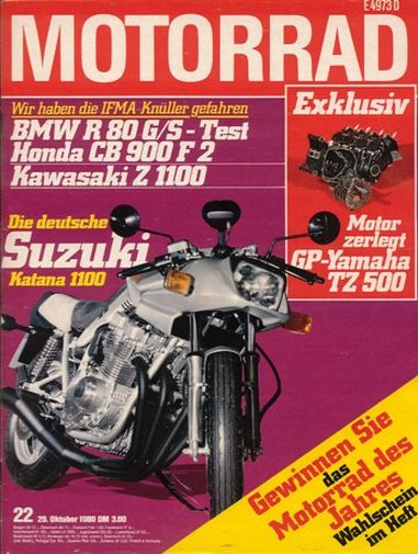 MOTORRAD 22/1980 – Suzuki GSX 1100 S Katana; Test Honda CB 900 F2; Test Kawasaki KDX 175; Test Bajaj Chetak