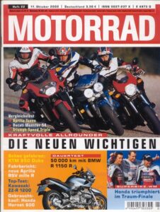 Titelseite: MOTORRAD 22/2002 – Top-Test Kawasaki ZZ-R 1200; Dauertest BMW R 1150 R