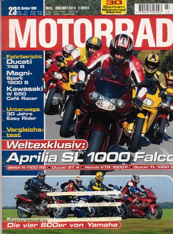 MOTORRAD 23/1999 – Aprilia SL 1000 Falco; BMW R 1100 S; Ducati ST4; Honda VTR 1000 F Firestorm