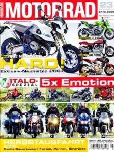 Titelseite: MOTORRAD 23/2006 – Yamaha XVS 1300 A Midnight Star; 20 Jahre Honda VFR