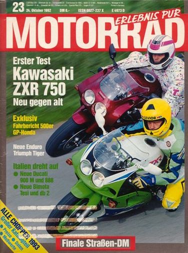 MOTORRAD 23/1992 – Vergleich Kawasaki ZXR 750; Derbi Vamos; Kawasaki GPZ 600 R, ab Modell 1985, gebraucht kaufen