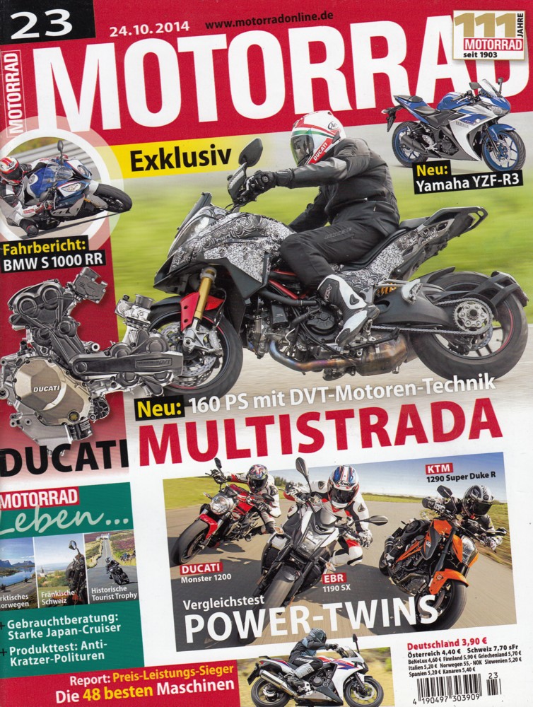 Titelbild: MOTORRAD 23/2014 – Dauertest/Zubehör KTM 1190 Adventure; Kultbike Yamaha FZ 750
