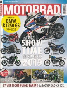 Titelseite: MOTORRAD 24/2018 – BMW R 1250 GS, BMW S 1000 RR, Triumph Scrambler 1200 XE