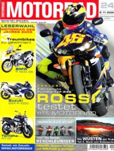 Titelseite: MOTORRAD 24/2004 – Top-Test Ducati 999; Rossi fährt Yamaha YZF-R6