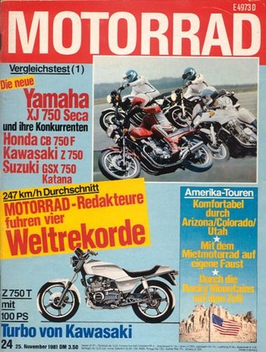 MOTORRAD 24/1981 – Honda CB 750 F mit 58 kW (79 PS) im Vergleichstest; Kawasaki Z 750 mit 57 kW (77 PS) im Vergleichstest