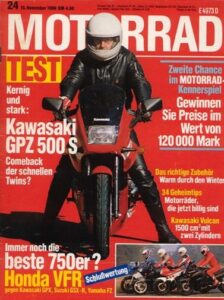 Titelseite: MOTORRAD 24/1986 – Yamaha Vmax, hier als Armec-Gespann; Honda VFR 750 F im Vergleichstest