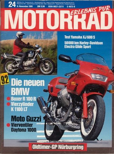 MOTORRAD 24/1991 – Moto Guzzi Daytona 1000; BMW R 100 R; BMW K 1100 LT; Test Yamaha XJ 600 S Diversion
