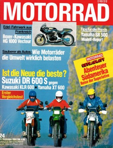 MOTORRAD 24/1984 – Test Boxer HG 1000 Vecteur mit 72 kW (98 PS) im Test; Report Yamaha SR 500, hier ein Modell-Report