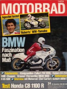 Titelseite: MOTORRAD 24/1980 – Test Honda CB 1100 R; BMW, Fahrberichte Fallert FM 1000 / Krauser MKM 1000 / AME