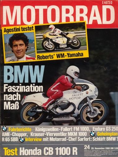 MOTORRAD 24/1980 – Test Honda CB 1100 R; BMW, Fahrberichte Fallert FM 1000 / Krauser MKM 1000 / AME