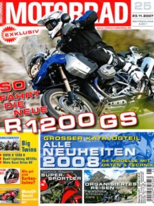 Titelseite: MOTORRAD 25/2007 – BMW R 1200 GS; Top-Test Honda Transalp + ABS
