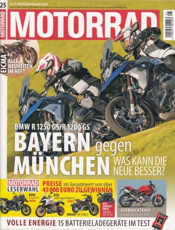 MOTORRAD 25/2018 – BMW R 1250 GS vs. BMW R 1200 GS, Ducati Monster 696 Gebrauchtkauf