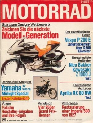 MOTORRAD 25/1982 – Test Yamaha XV 1000 SE Midnight Special; Dauertest Vespa P 200 E