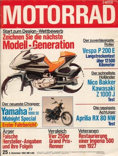 MOTORRAD 25/1982 – Test Yamaha XV 1000 SE Midnight Special; Dauertest Vespa P 200 E