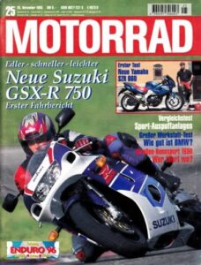 Titelseite: MOTORRAD 25/1995 – Test Suzuki GSX-R 750; Test Yamaha SZR 660