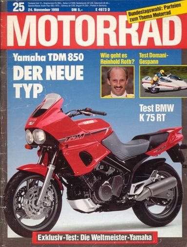 MOTORRAD 25/1990 – Test Yamaha YZR 500; Yamaha TDM 850; Test BMW K 75 RT; Test Krauser-Domani-Gespann
