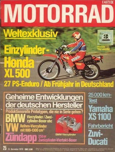 MOTORRAD 25/1978 – Honda XL 500; Dauertest Yamaha XS 1100; Test Solo 713 C