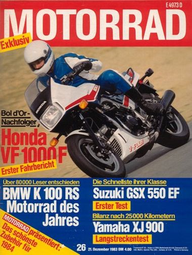 MOTORRAD 26/1983 – Test Honda VF 1000 F mit 85 kW (113 PS) Test & Technik; Test Suzuki GSX 550 EF mit 47 kW (64 PS) Test & Technik