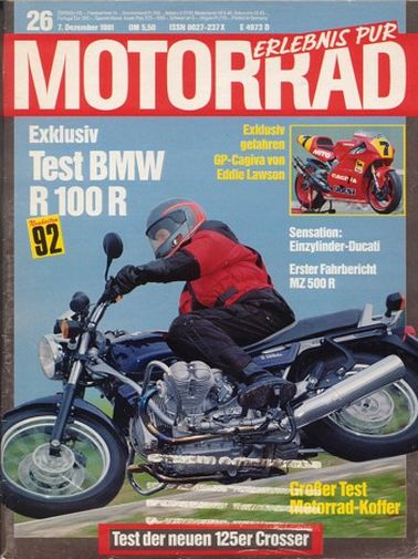 MOTORRAD 26/1991 – Test BMW R 100 R; Test Yamaha BW 50; Test MZ 500 R