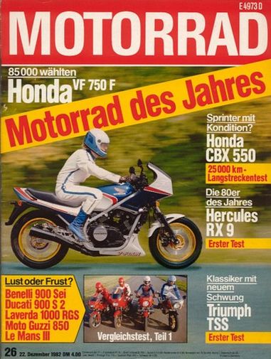 MOTORRAD 26/1982 – Benelli 900 Sei mit 59 kW (80 PS) im Vergleichstest; Ducati 900 S 2 mit 48 kW (65 PS) im Vergleichstest