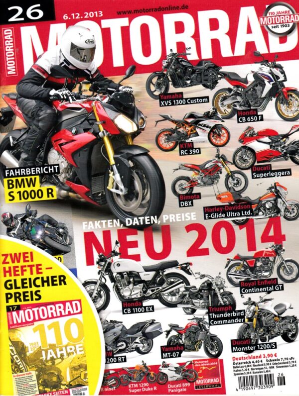 MOTORRAD 26/2013 – Test BMW S 1000 R; Gebrauchtkauf Honda GL 1800 Gold Wing
