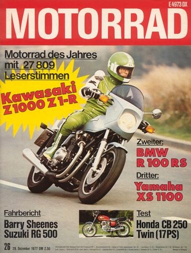 Titelbild: MOTORRAD 26/1977 – Test Honda CB 250 T; Test Rixe High Sport; Kawasaki Z 1000