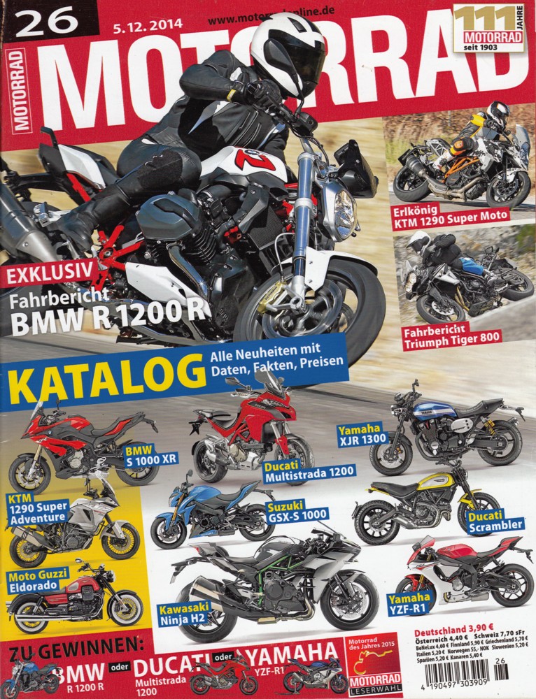 Titelbild: MOTORRAD 26/2014 – Test BMW R 1200 R; BMW K 100 RS > 30 Jahre > BMW K 1300 S