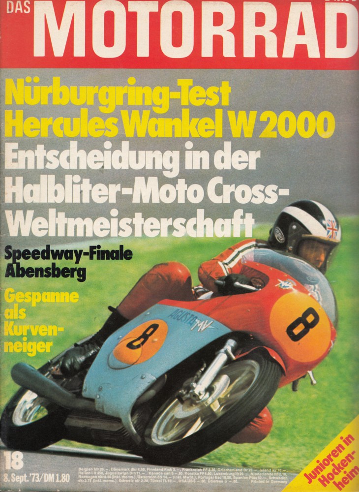 Titelbild: DAS MOTORRAD 18/1973 – Test Hercules W 2000; Tomos, 50er Moto Cross-Maschine
