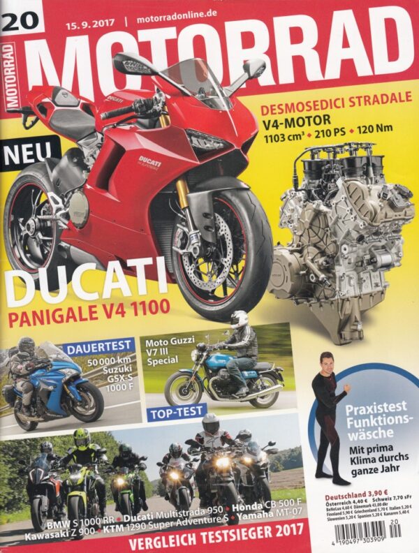 MOTORRAD 20/2017 - Ducati Panigale V4 1100 neu, Desmosedici Stradale V4-Motor, Vergleich Testsieger 2017