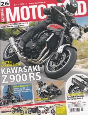 MOTORRAD 26/2017 - Kawasaki Z 900 RS erster Fahrbericht, MOTORRAD-Neuheiten Check, Vergleichstest kleine Adventure-Bikes