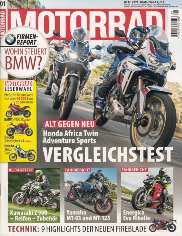 01 MOTORRAD 01/2020 – Honda Africa Twin Advendture Sports, Kawasaki Z 900