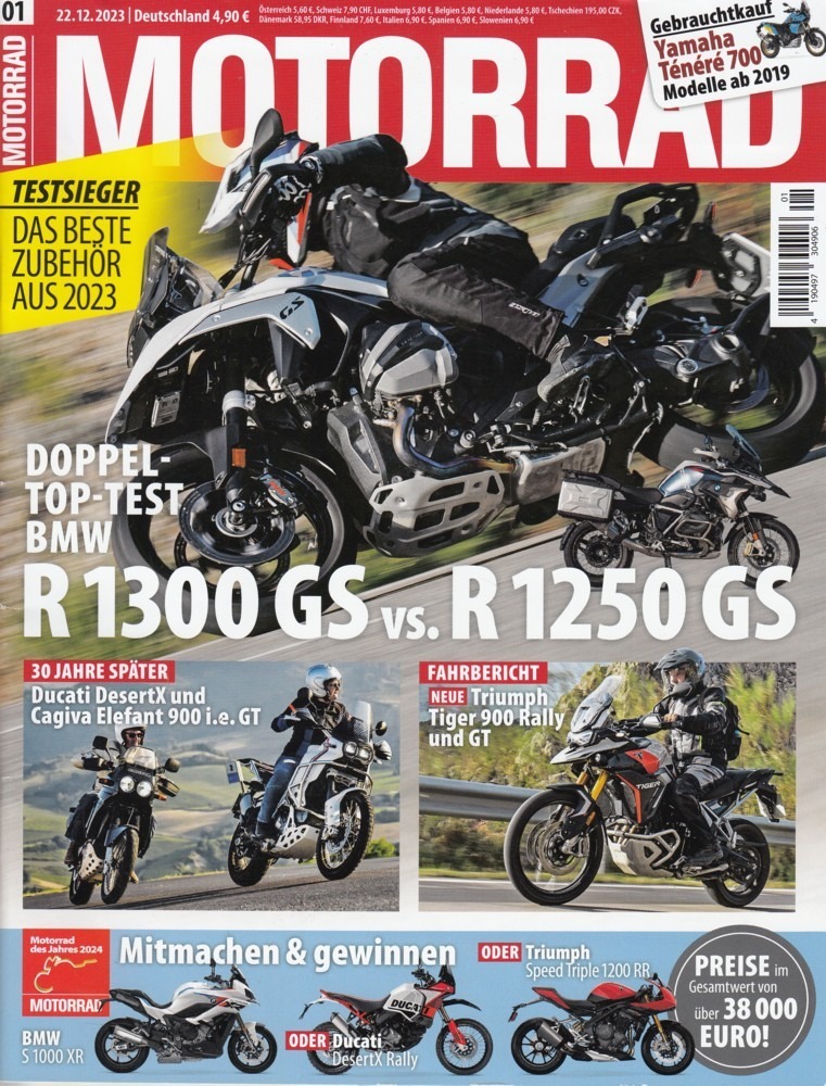 MOTORRAD 01/2024 – BMW R 1300 / R 1250 GS Doppeltest, Ducati DesertX ...
