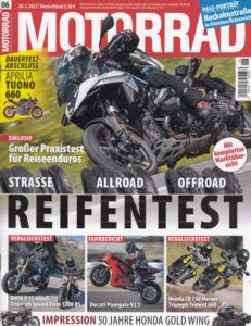 Titelseite: MOTORRAD 06/2025 – Dauertest Aprilia Tuono 660; 50 Jahre Honda Gold Wing