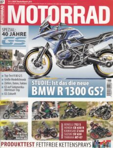 Titelseite: MOTORRAD 07/2020 – BMW R 1300 GS, 40 Jahre GS Spezial, Ketten-Spray-Test