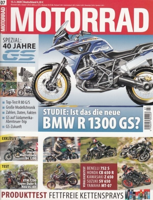 MOTORRAD 07/2020 – BMW R 1300 GS, 40 Jahre GS Spezial, Ketten-Spray-Test