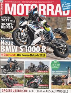 Titelseite: MOTORRAD 07/2021 – BMW S 1000 R, KTM 1290 Super Adventure S, Yamaha MT-09, M 1000 RR, Test Power-Nakeds