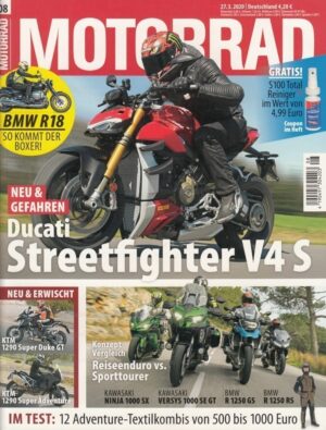 MOTORRAD 08/2020 – Ducati Streetfighter V4 S, BMW R18, Adventure-Kombitest