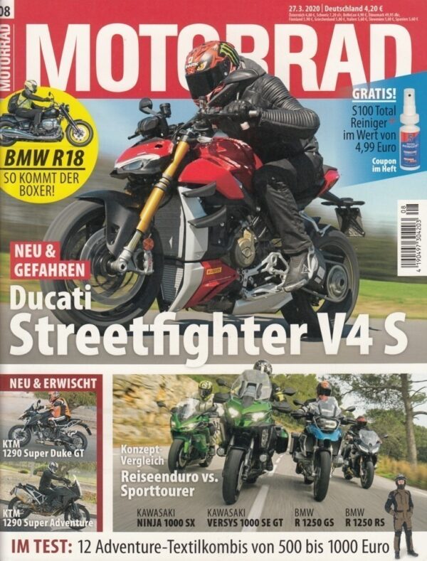 MOTORRAD 08/2020 – Ducati Streetfighter V4 S, BMW R18, Adventure-Kombitest